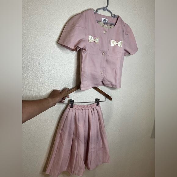 Lola & the Boys Pink Linen Summer Pleated Skirt Suit Yourself Set NEW 7/8 - Picture 2 of 9
